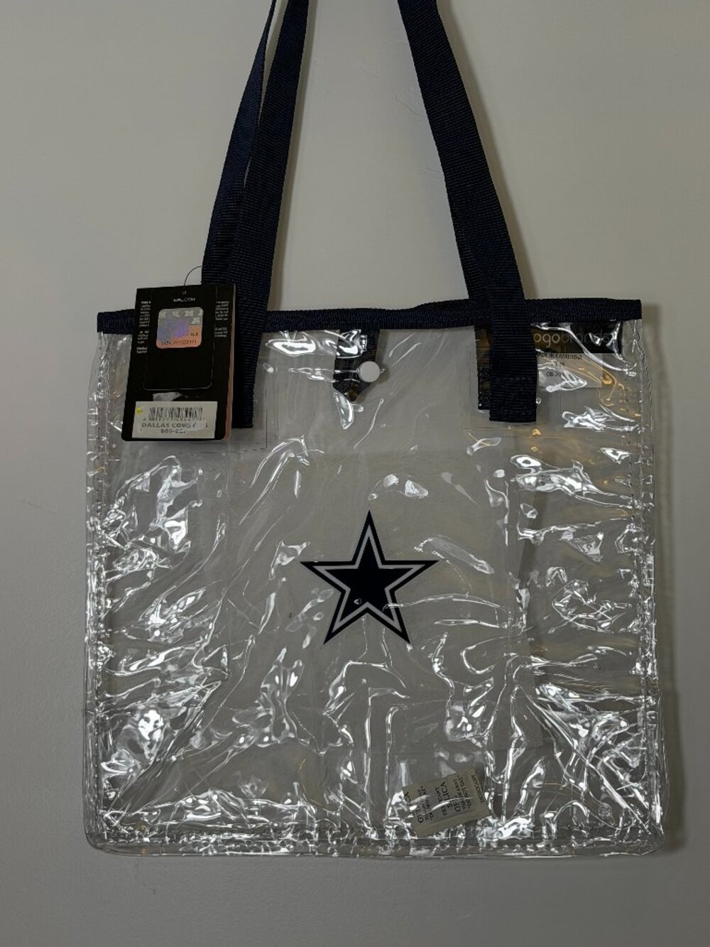 NWT Logo Brands Dallas Cowboys NFL Stadium Clear Tote Bag Game Day
